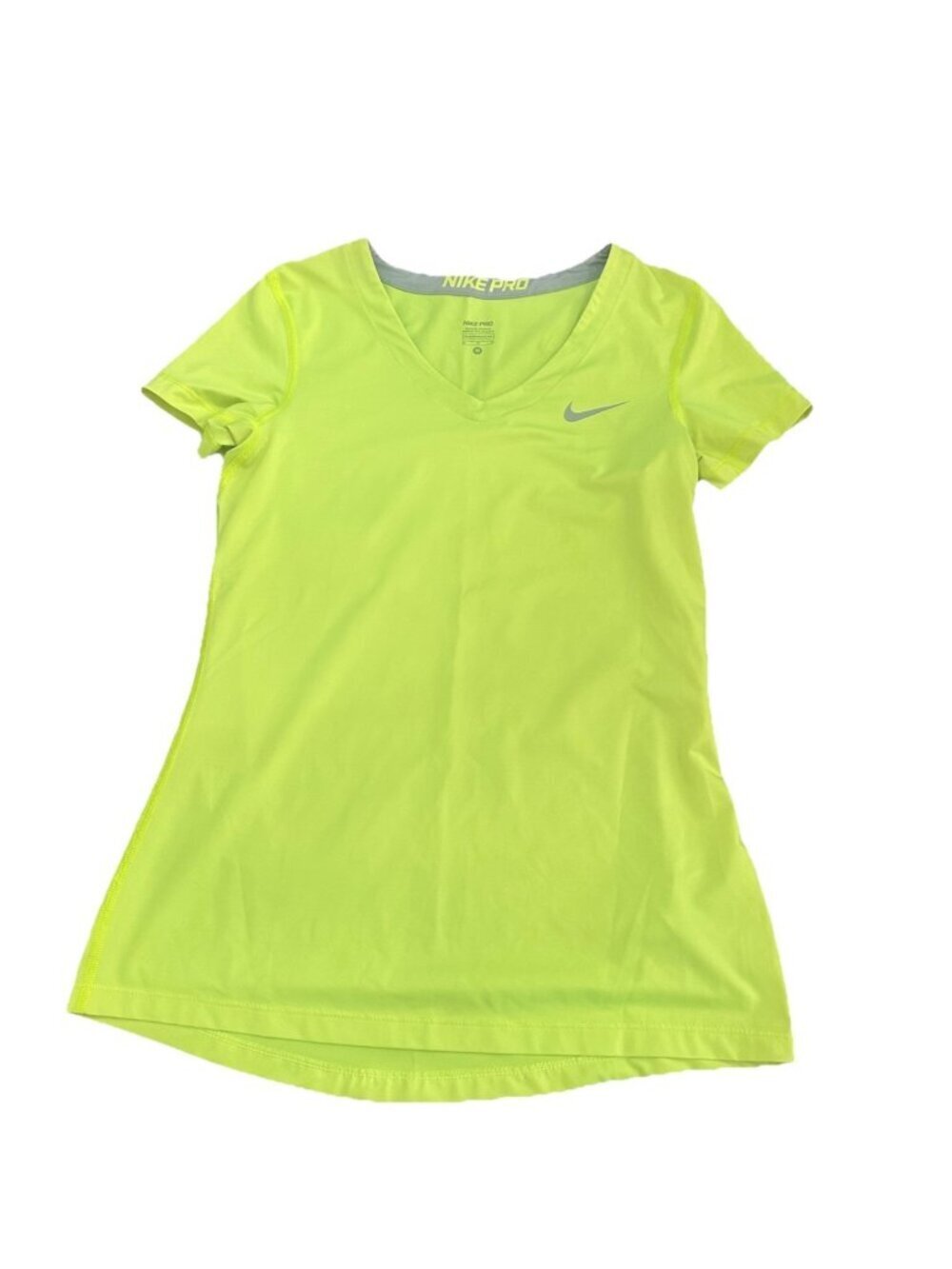 Nike Pro Dri-Fit Neon Green Athletic Shirt WMN Med Short Sleeve Gym Running Top